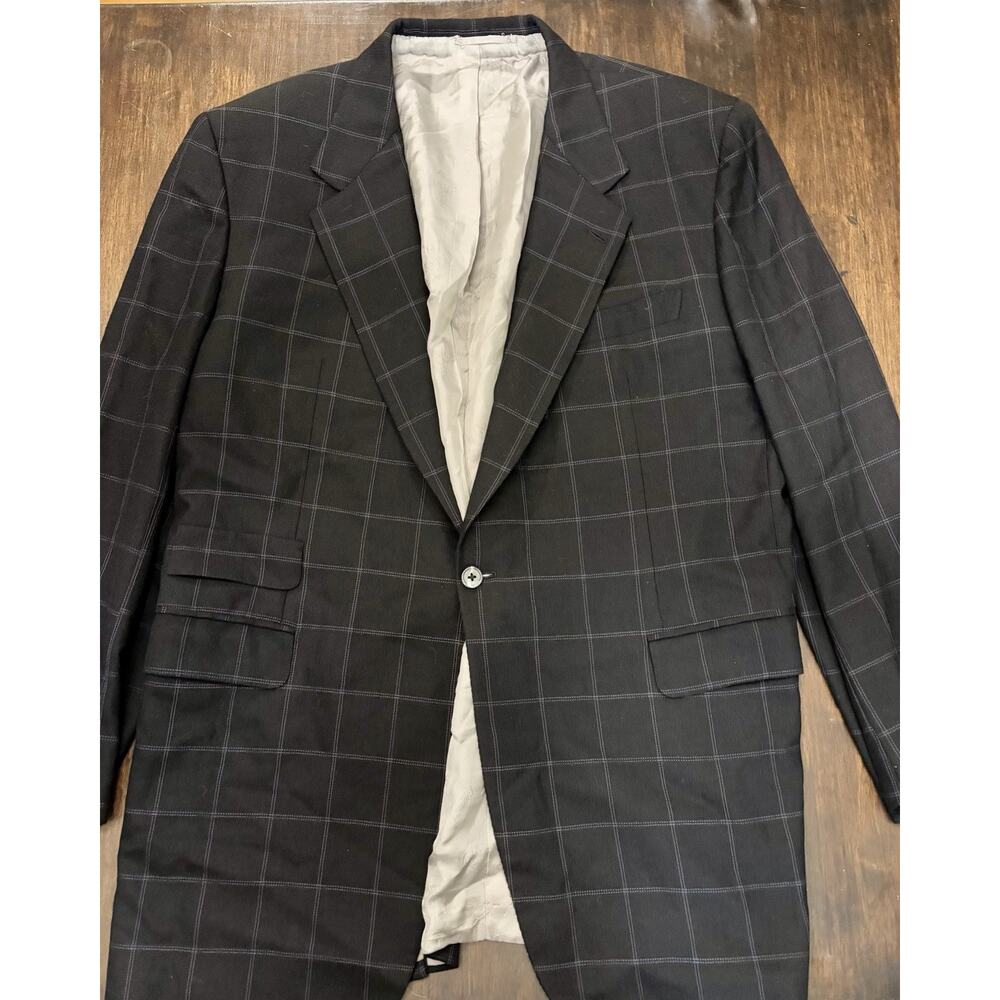 BRIONI Black Plaid FINISSIMO Tailored Jacket Size 44 L XL Italy